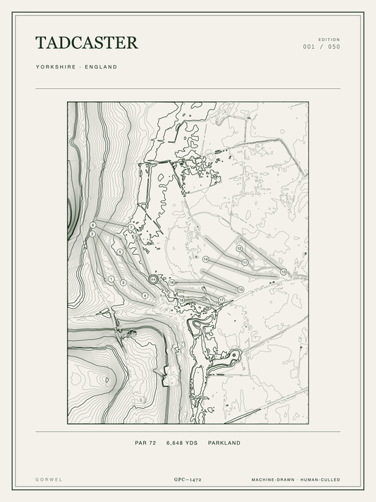 Tadcaster Golf Course Print | Topographic Map Wall Art