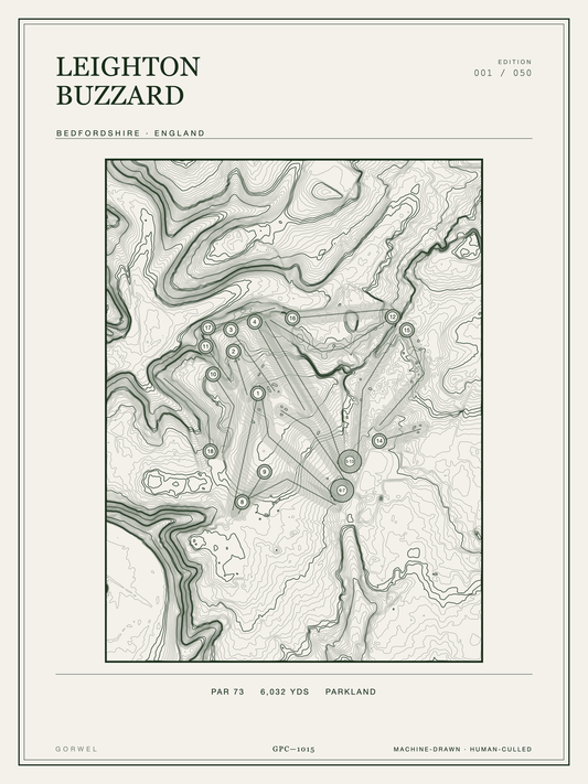Leighton Buzzard Golf Course Print | Topographic Map Wall Art