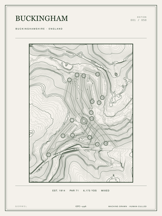 Buckingham Golf Course Print | Topographic Map Wall Art