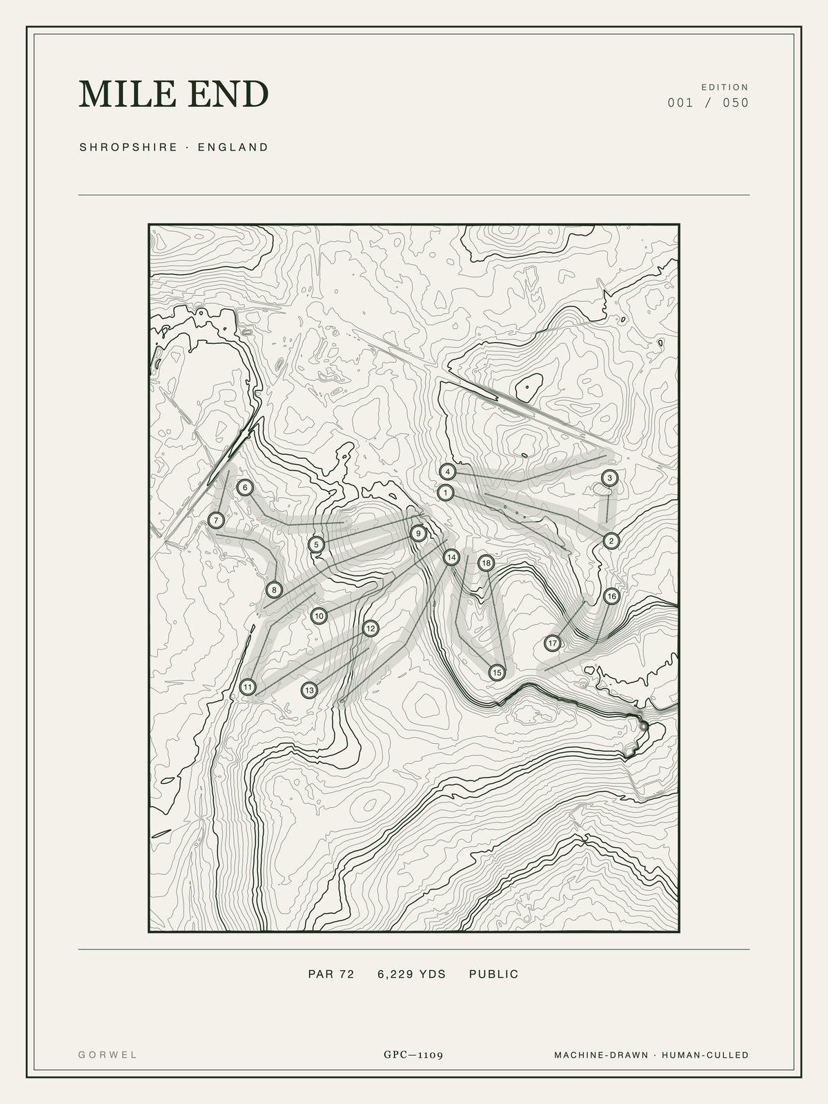 Mile End Golf Course Print | Topographic Map Wall Art