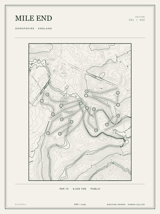Mile End Golf Course Print | Topographic Map Wall Art