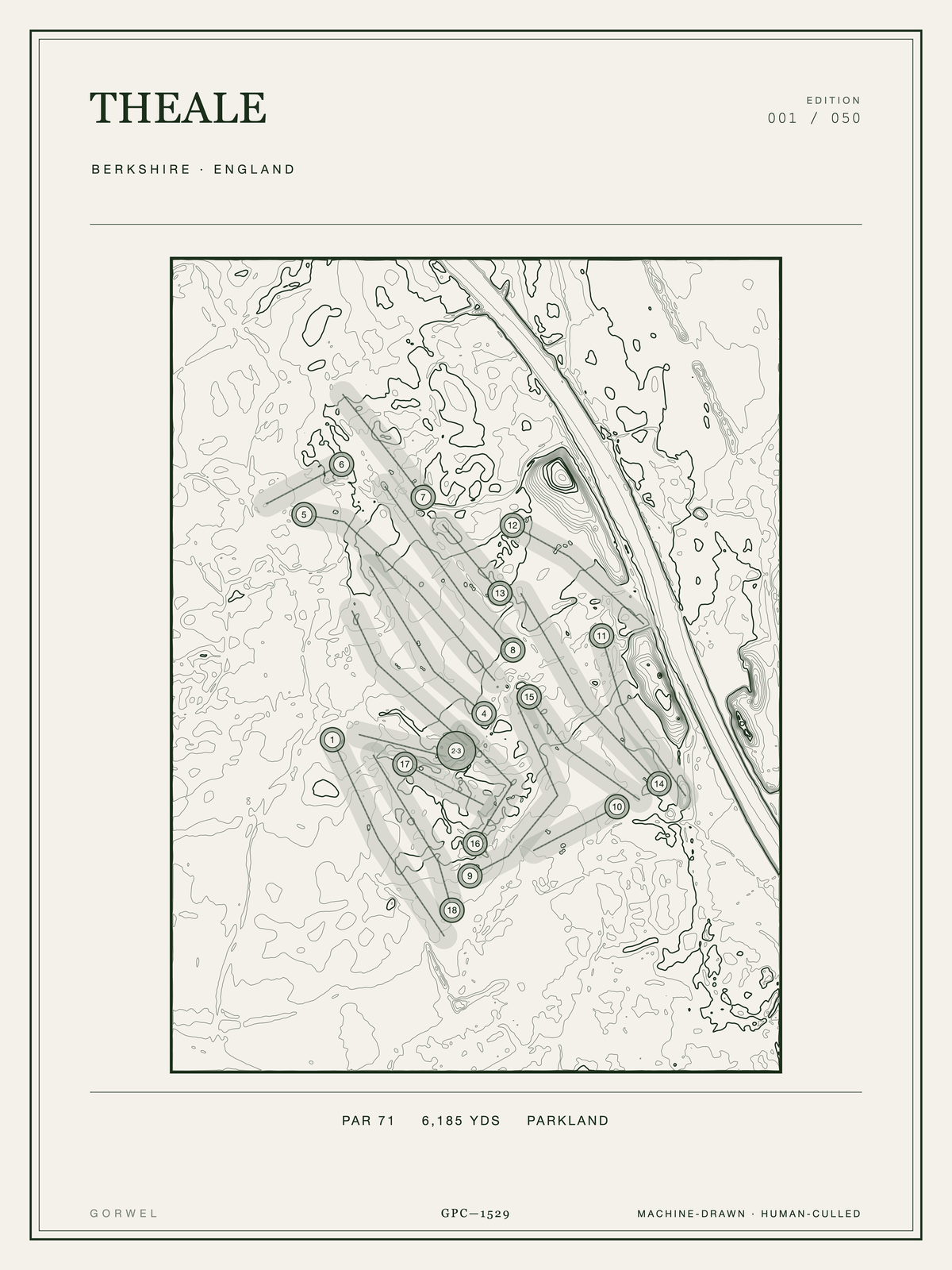 Theale Golf Course Print | Topographic Map Wall Art