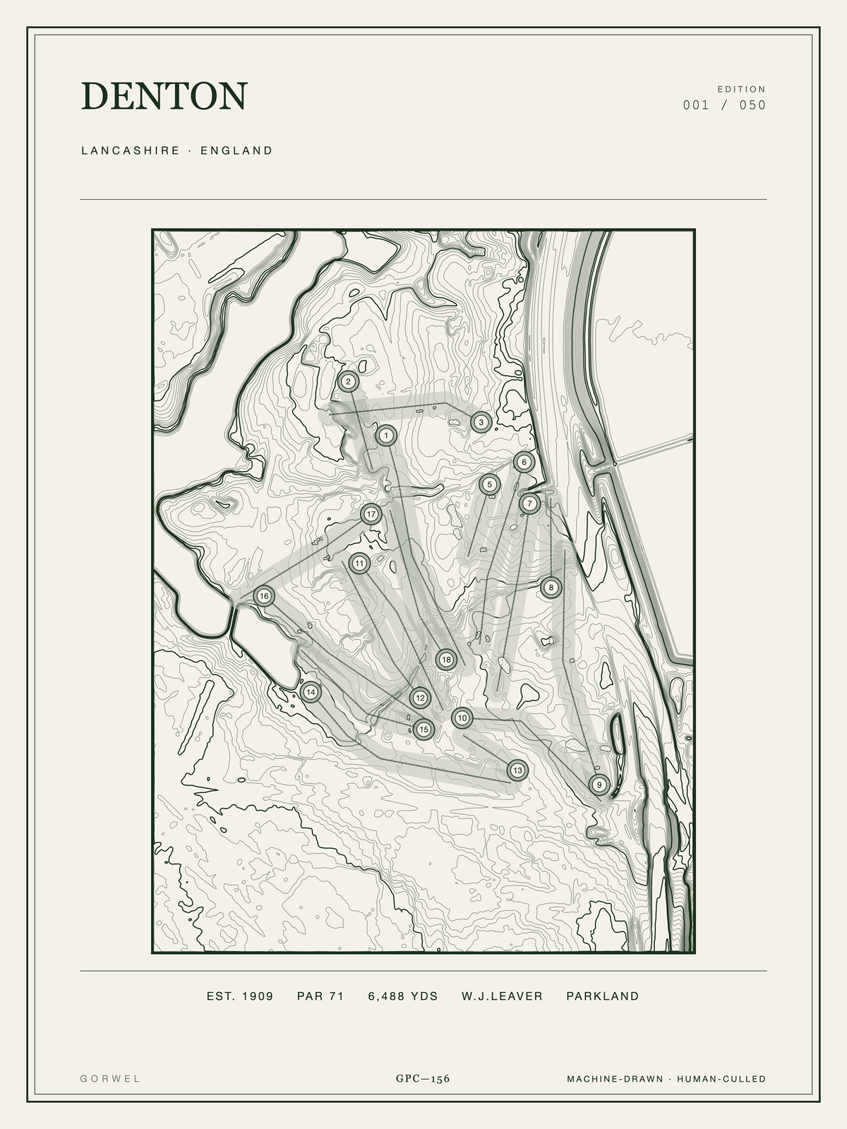 Denton Golf Course Print | Topographic Map Wall Art