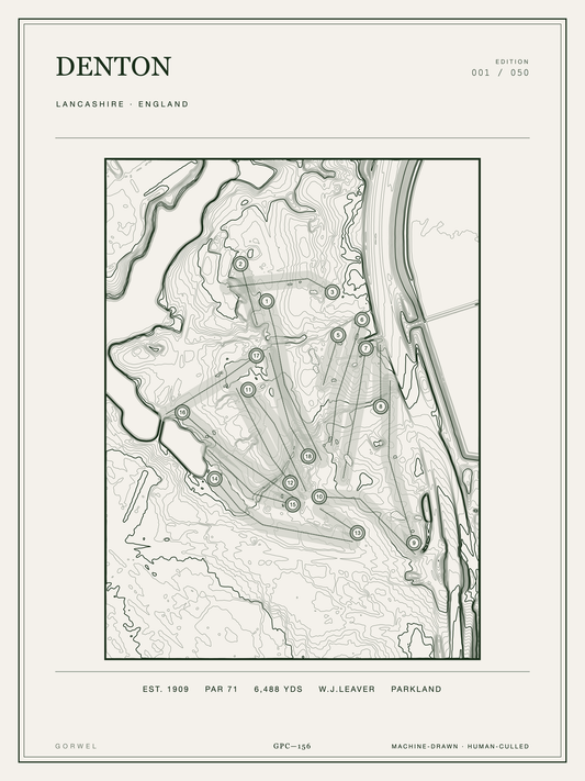 Denton Golf Course Print | Topographic Map Wall Art