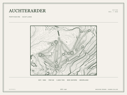 Auchterarder Golf Course Print | Topographic Map Wall Art