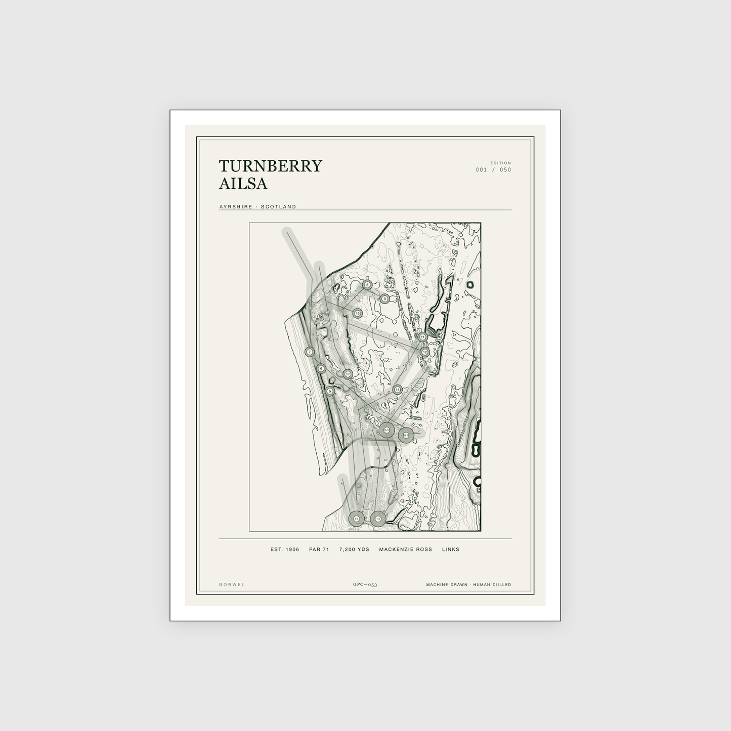 Turnberry Ailsa Golf Course Print | Topographic Map Wall Art