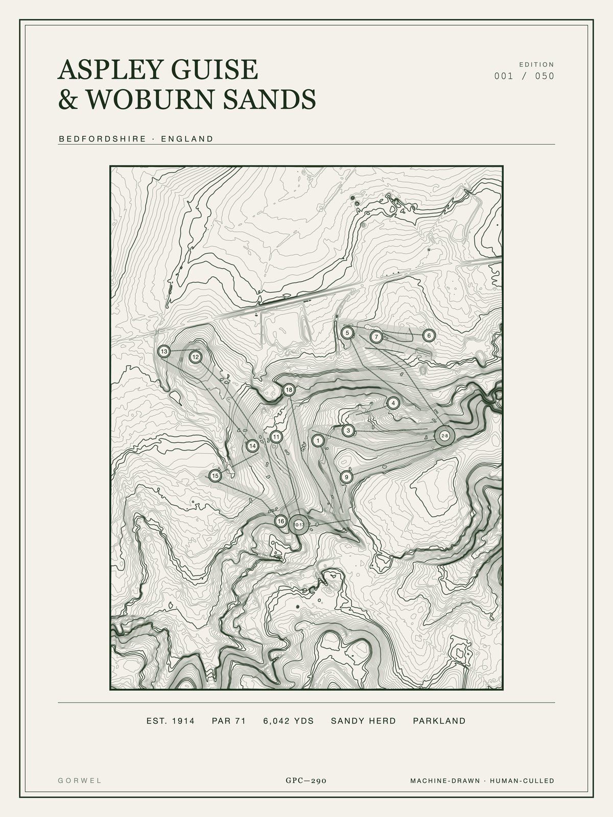 Aspley Guise & Woburn Sands Golf Course Print | Topographic Map Wall Art