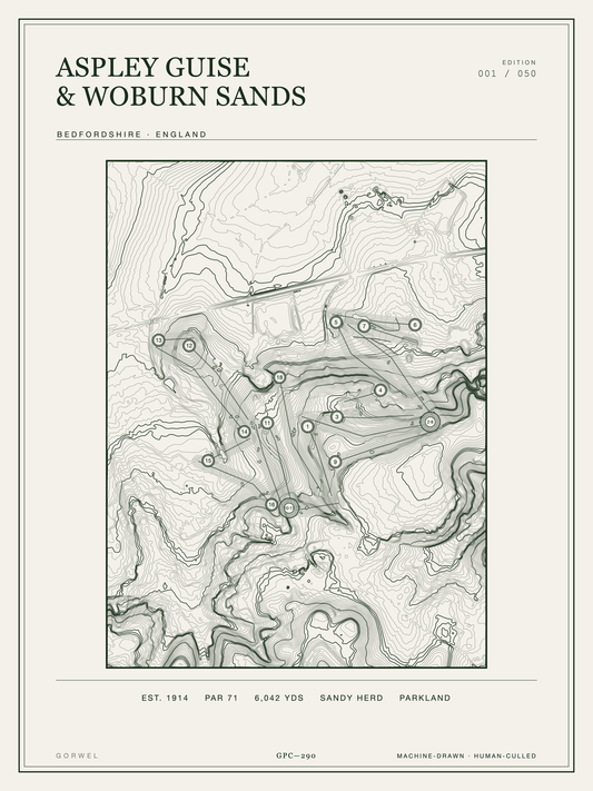 Aspley Guise & Woburn Sands Golf Course Print | Topographic Map Wall Art