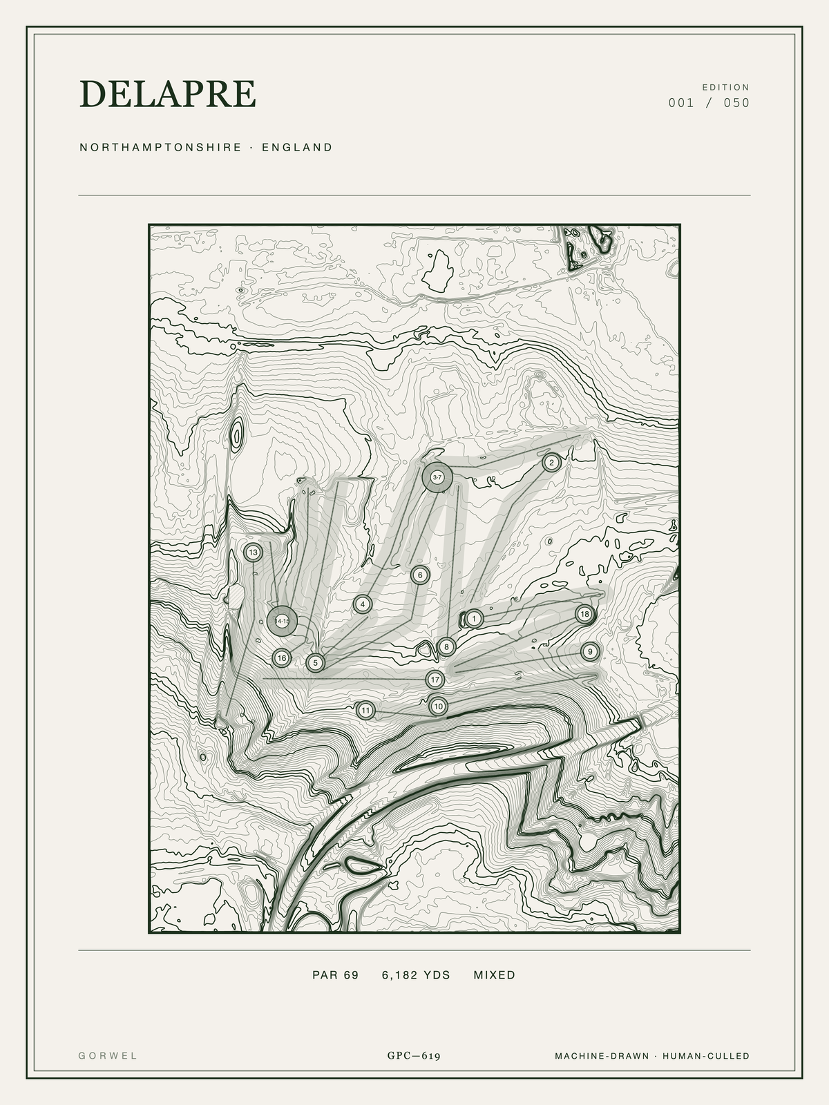 Delapre Golf Course Print | Topographic Map Wall Art