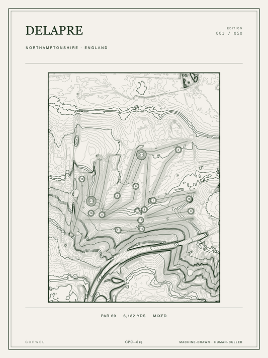 Delapre Golf Course Print | Topographic Map Wall Art
