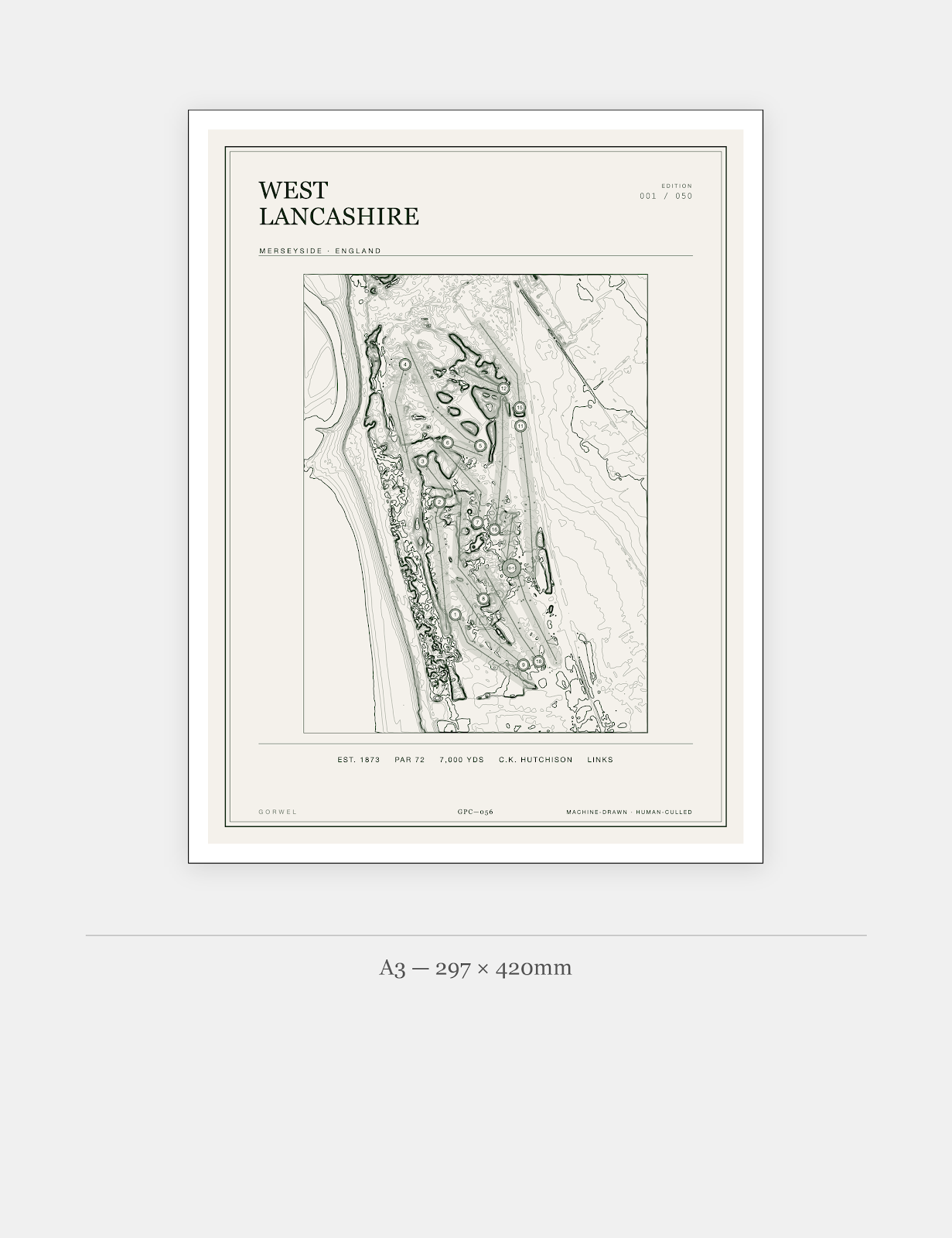 West Lancashire Golf Course Print | Topographic Map Wall Art