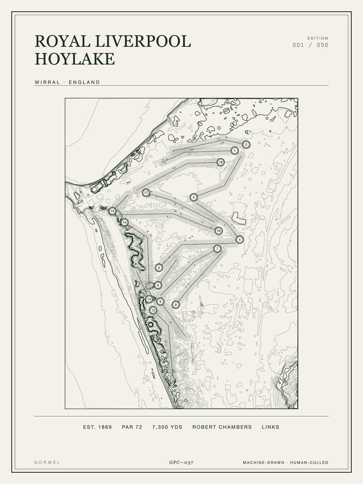 Royal Liverpool Hoylake Golf Course Print | Topographic Map Wall Art