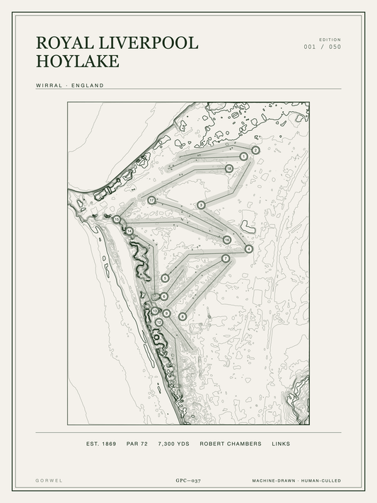 Royal Liverpool Hoylake Golf Course Print | Topographic Map Wall Art