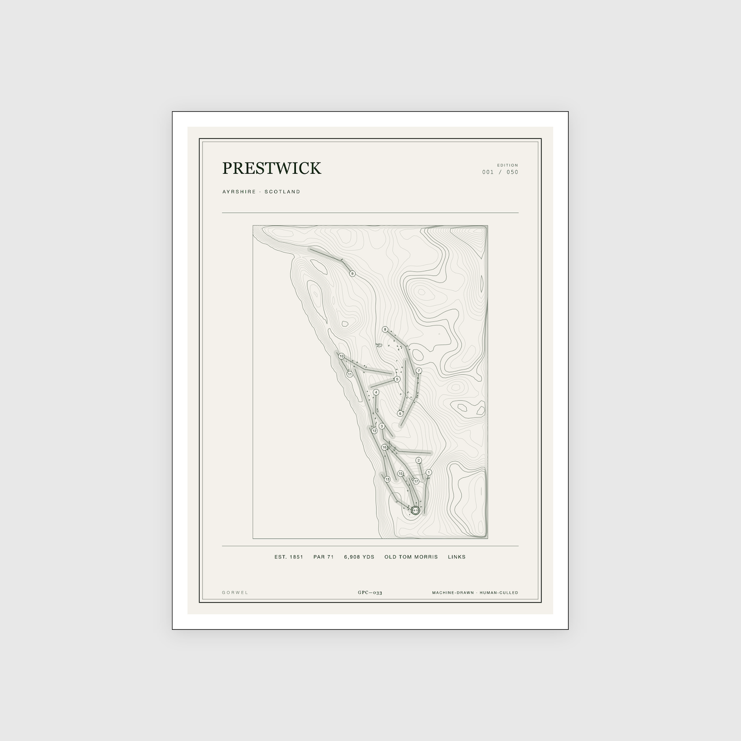Prestwick Golf Course Print | Topographic Map Wall Art