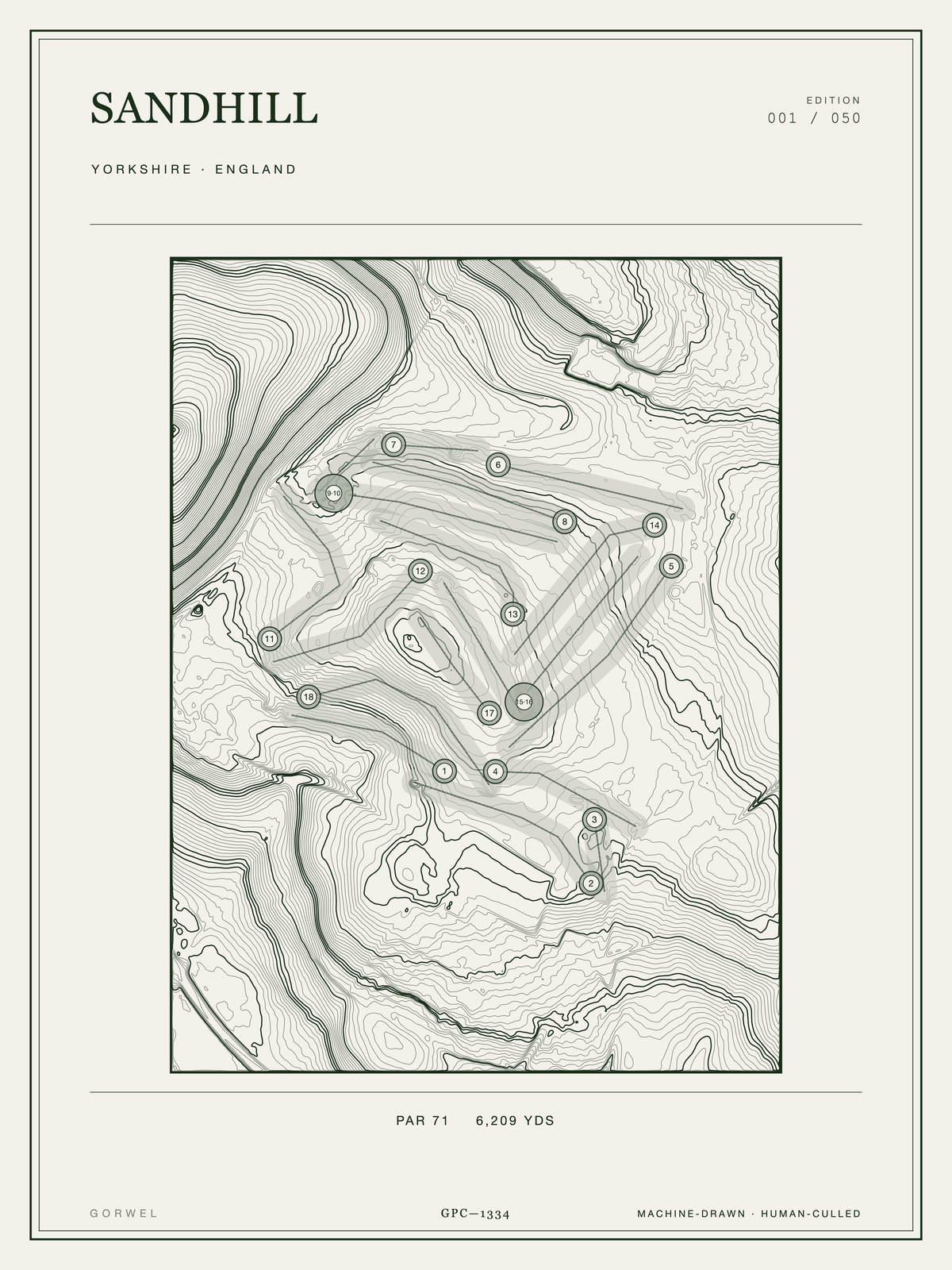 Sandhill Golf Course Print | Topographic Map Wall Art