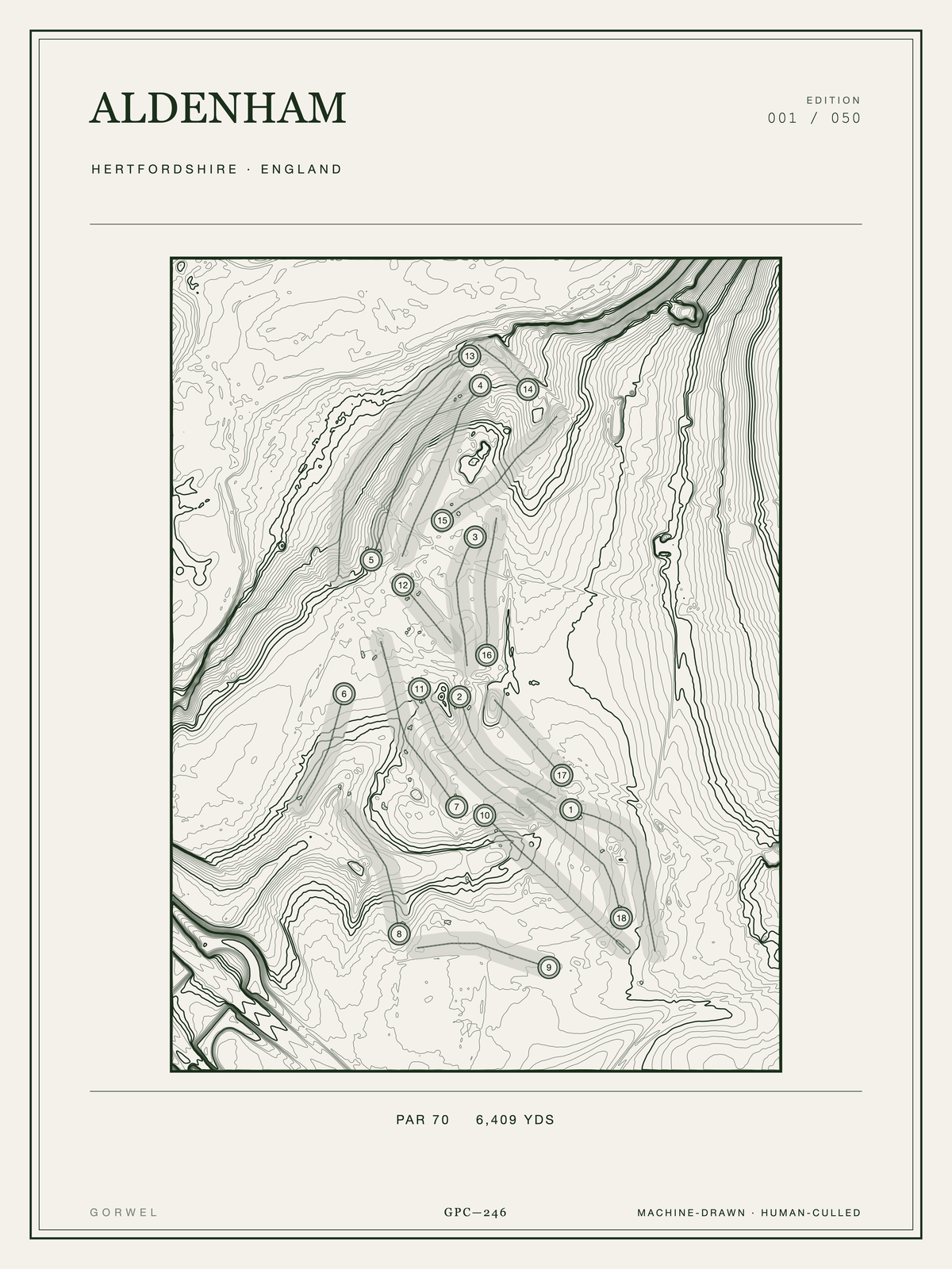 Aldenham Golf Course Print | Topographic Map Wall Art
