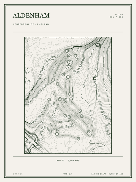 Aldenham Golf Course Print | Topographic Map Wall Art