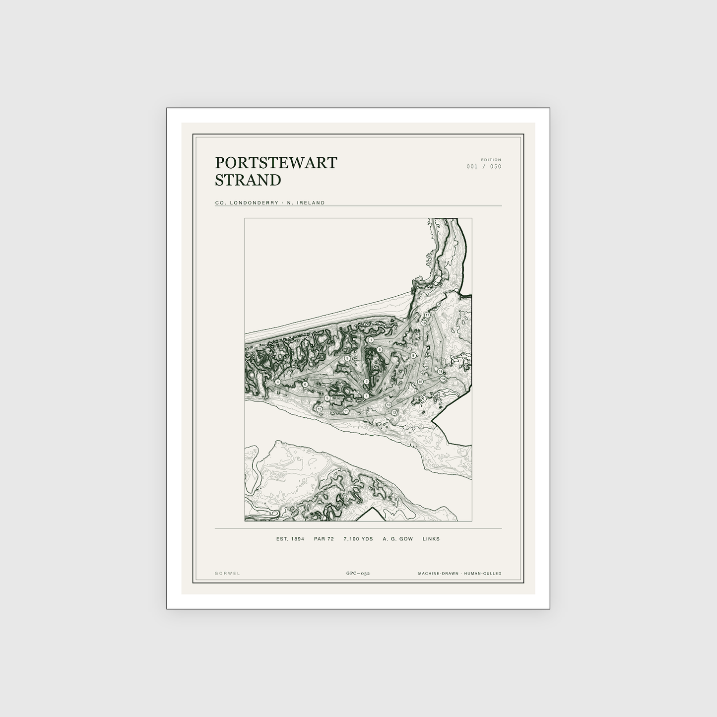 Portstewart Strand Golf Course Print | Topographic Map Wall Art