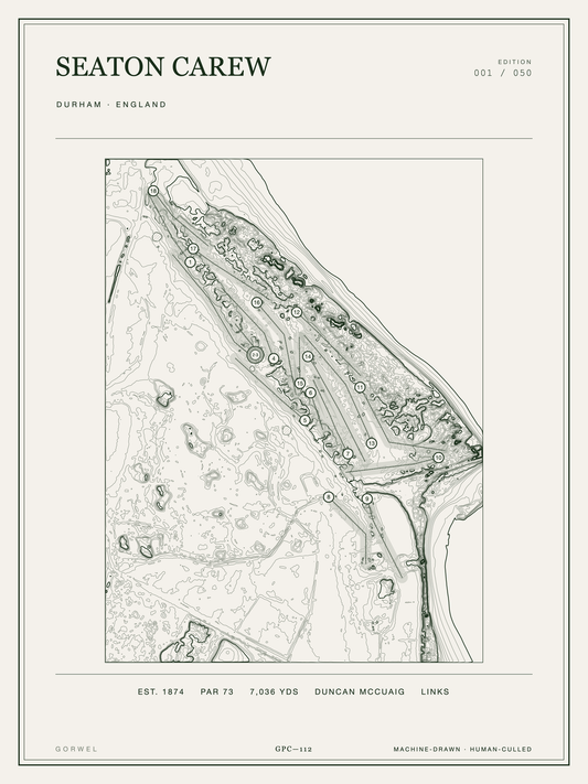 Seaton Carew Golf Course Print | Topographic Map Wall Art