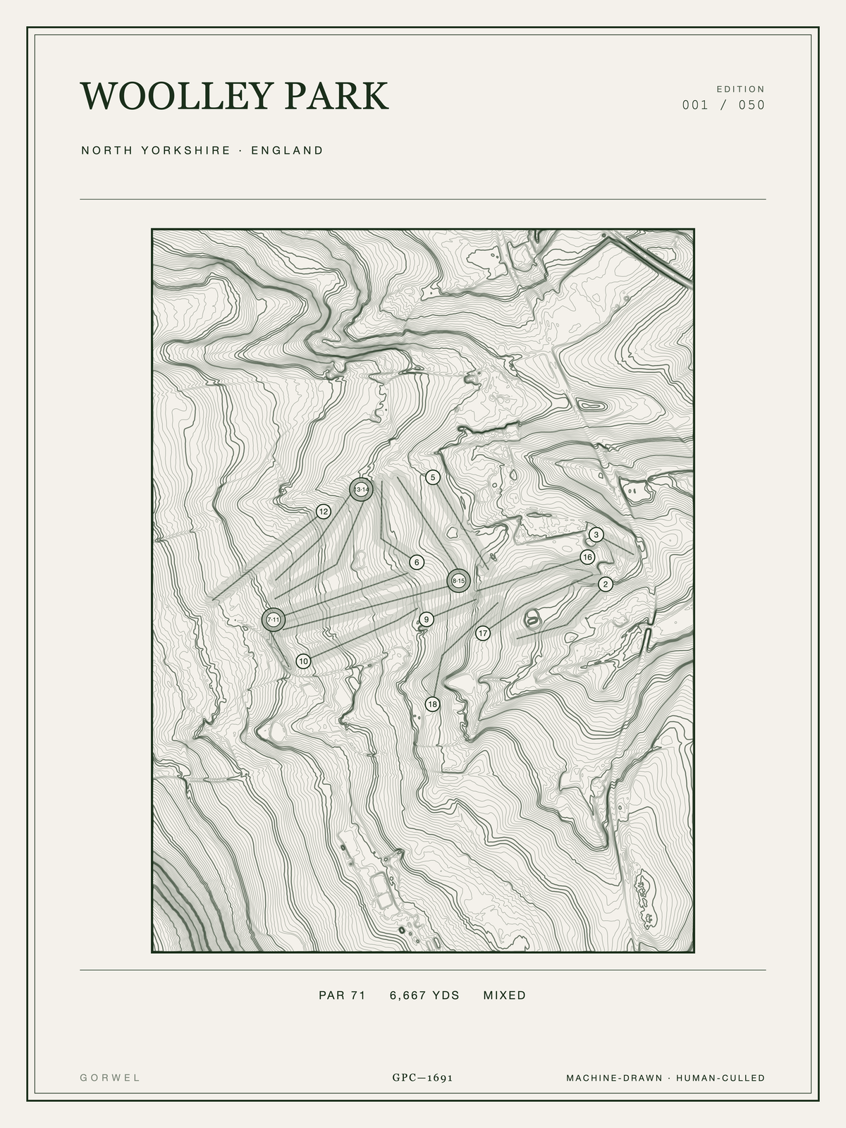 Woolley Park Golf Course Print | Topographic Map Wall Art