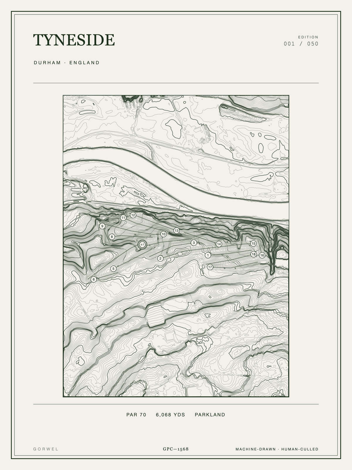 Tyneside Golf Course Print | Topographic Map Wall Art