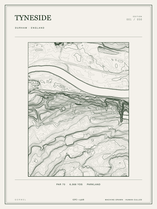 Tyneside Golf Course Print | Topographic Map Wall Art