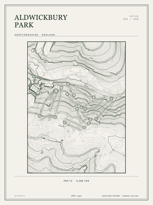 Aldwickbury Park Golf Course Print | Topographic Map Wall Art