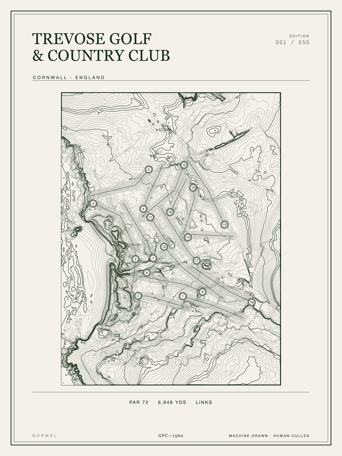 Trevose Golf & Country Club Golf Course Print | Topographic Map Wall Art