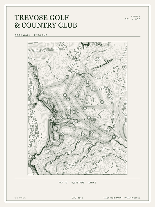 Trevose Golf & Country Club Golf Course Print | Topographic Map Wall Art