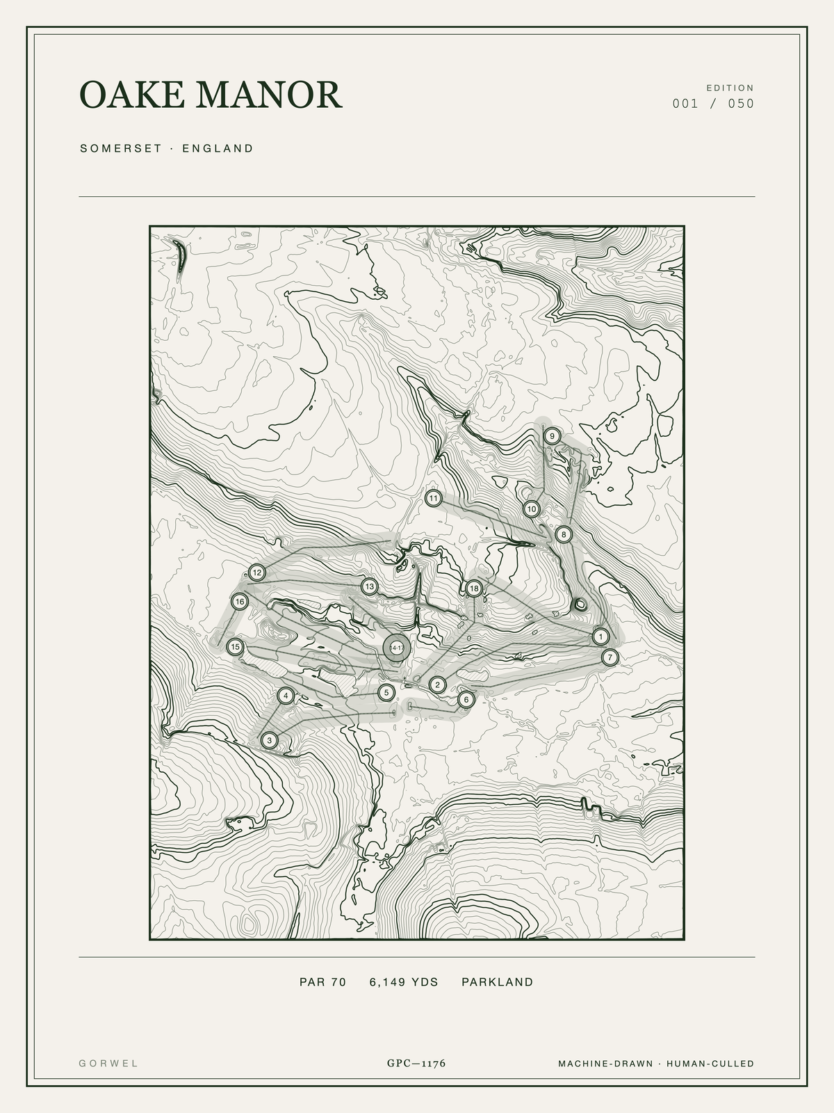 Oake Manor Golf Course Print | Topographic Map Wall Art