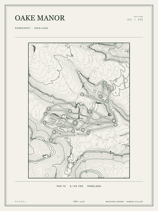 Oake Manor Golf Course Print | Topographic Map Wall Art