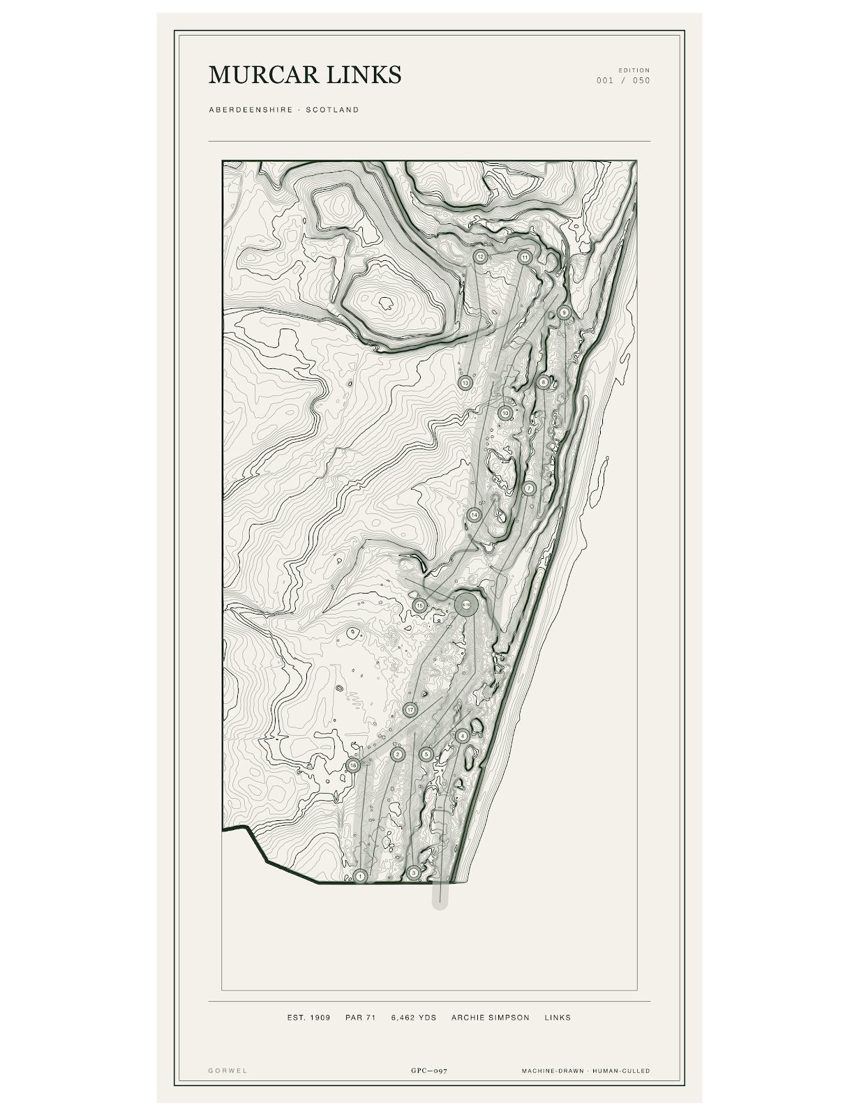 Murcar Links Golf Course Print | Topographic Map Wall Art