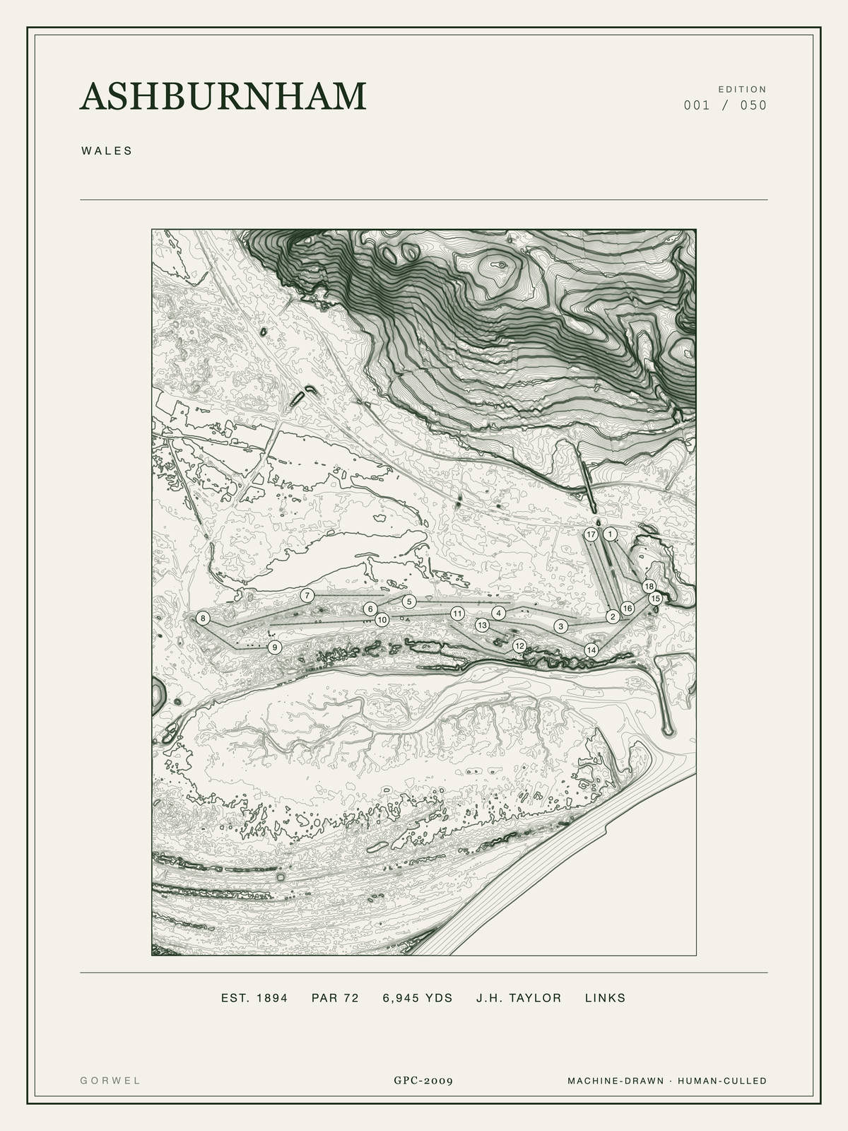 Ashburnham Golf Course Print | Topographic Map Wall Art