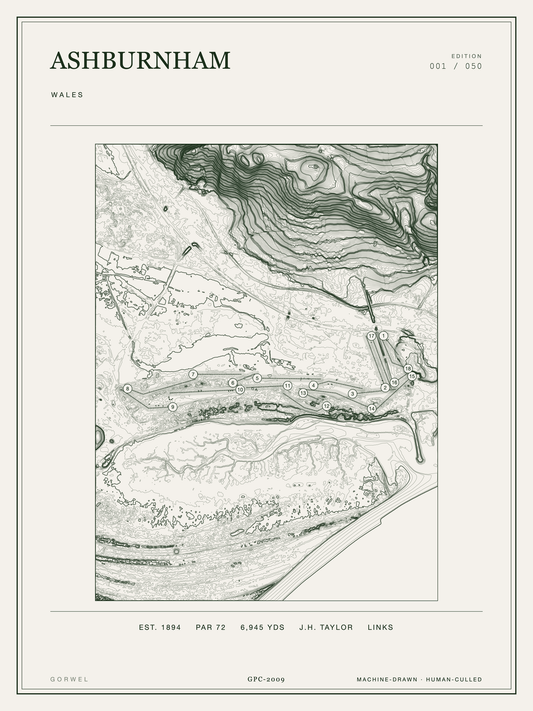 Ashburnham Golf Course Print | Topographic Map Wall Art