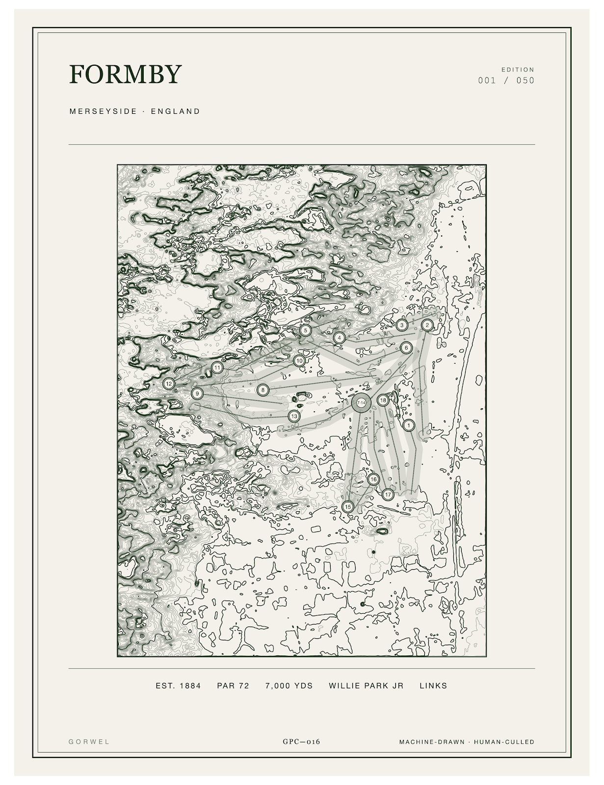 Formby Golf Course Print | Topographic Map Wall Art