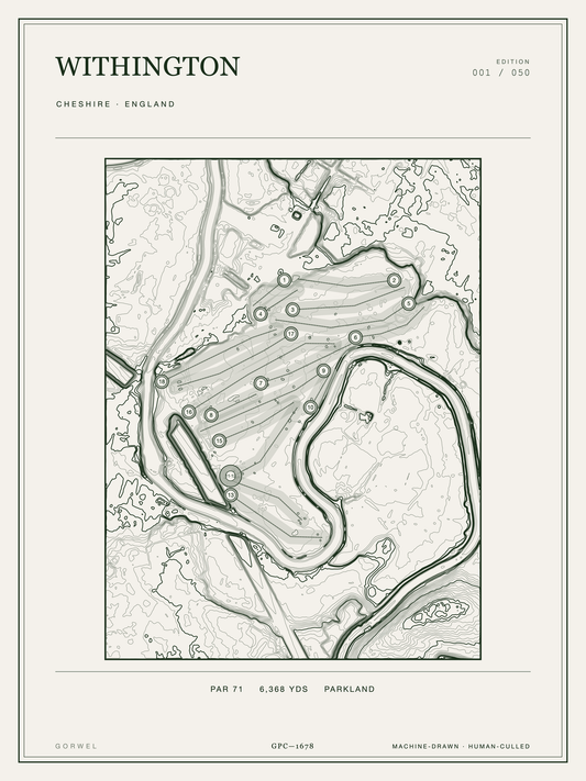 Withington Golf Course Print | Topographic Map Wall Art