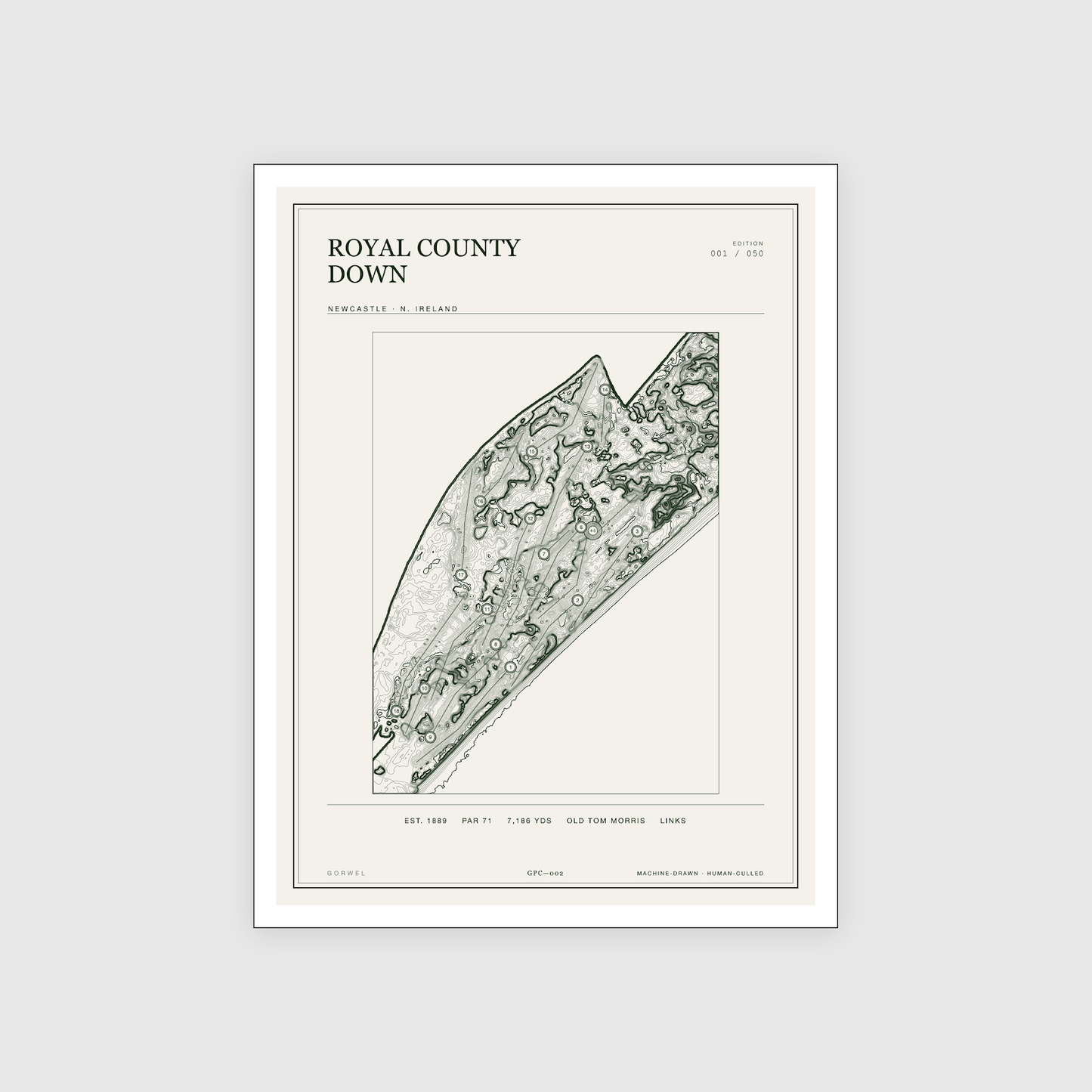 Royal County Down Golf Course Print | Topographic Map Wall Art