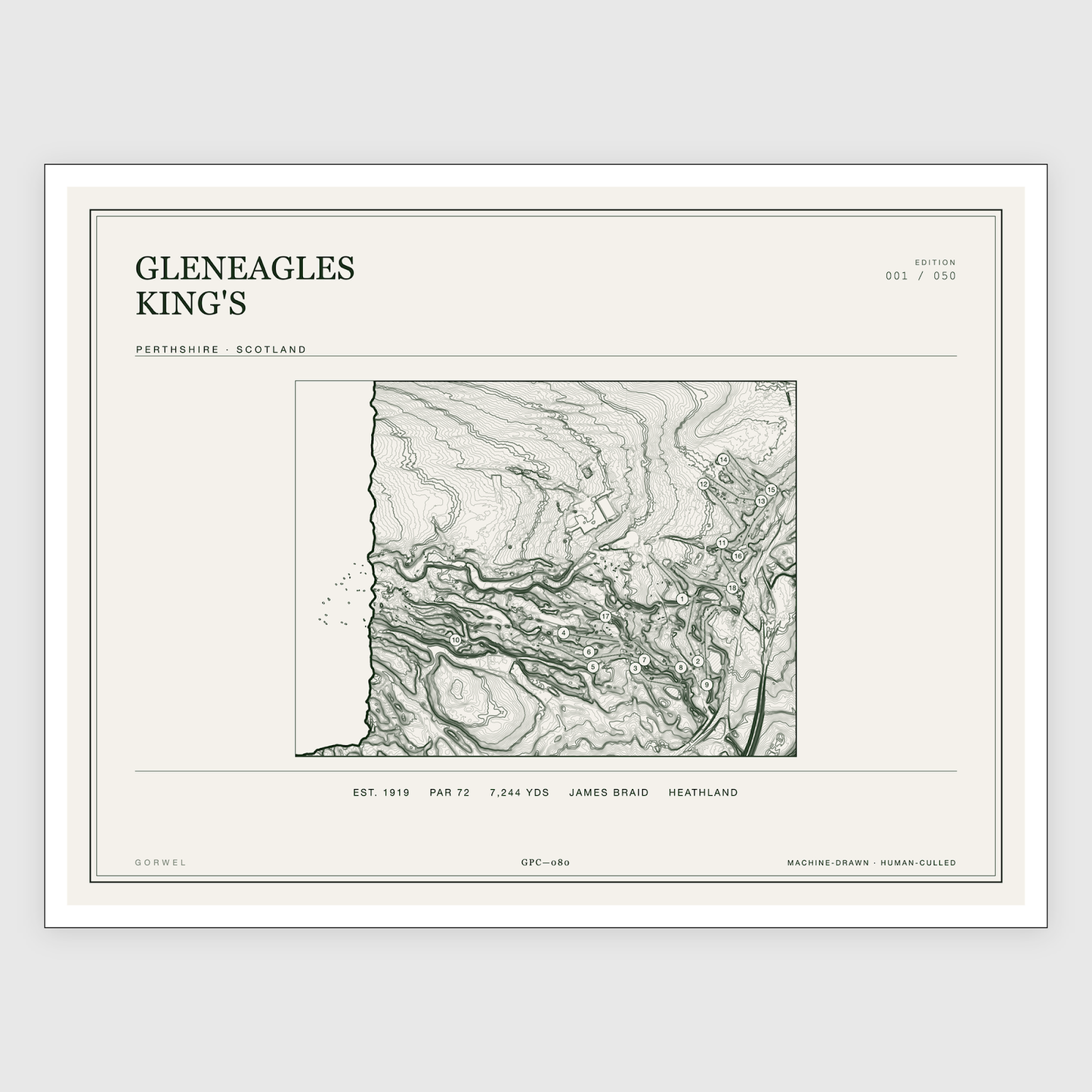 Gleneagles King'S Golf Course Print | Topographic Map Wall Art