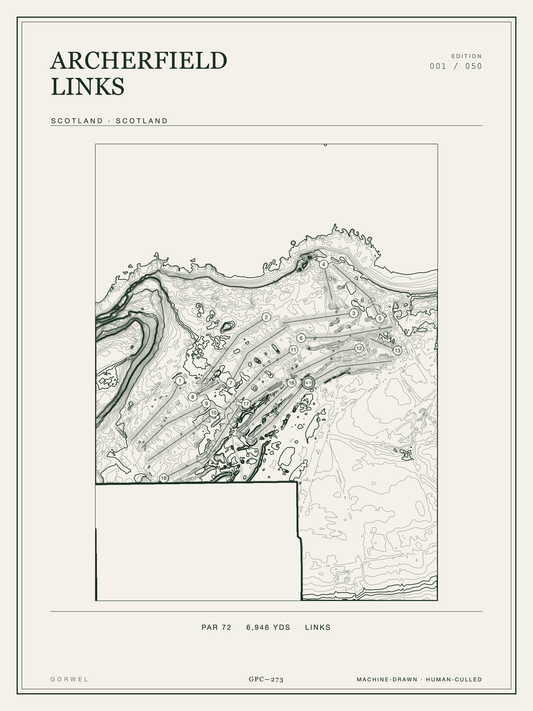 Archerfield Links Golf Course Print | Topographic Map Wall Art