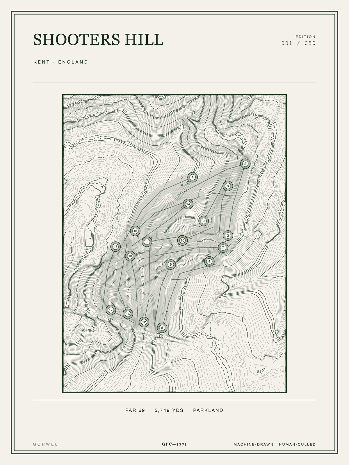 Shooters Hill Golf Course Print | Topographic Map Wall Art