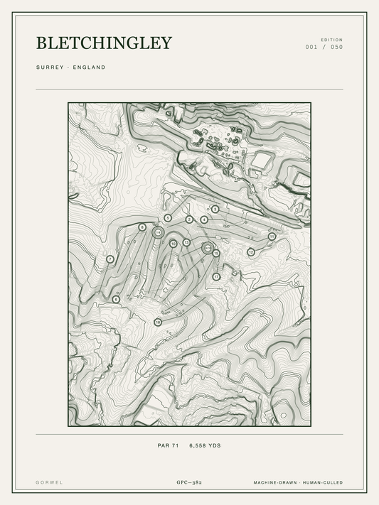 Bletchingley Golf Course Print | Topographic Map Wall Art