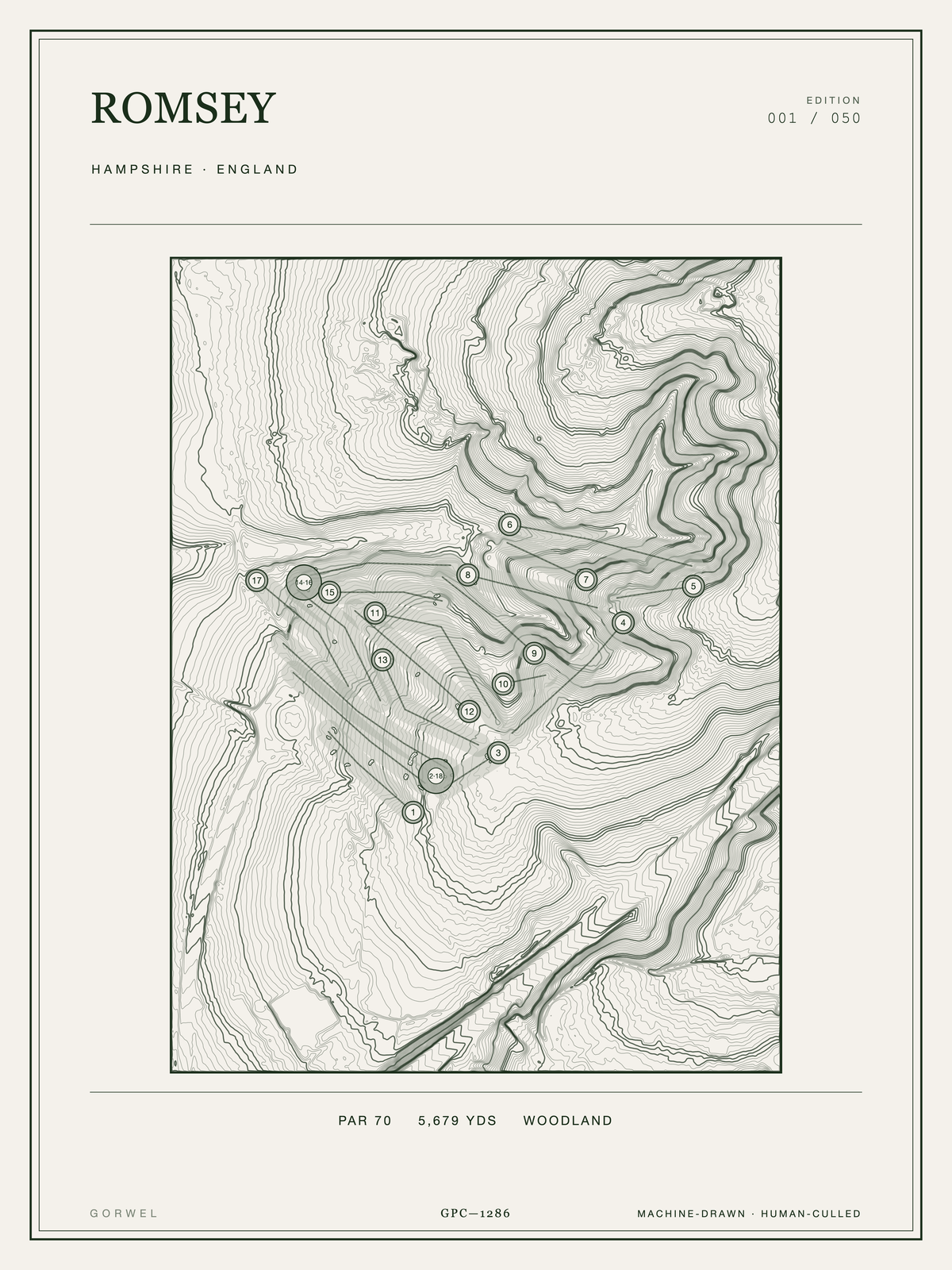 Romsey Golf Course Print | Topographic Map Wall Art