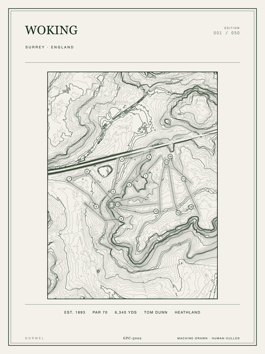 Woking Golf Course Print | Topographic Map Wall Art