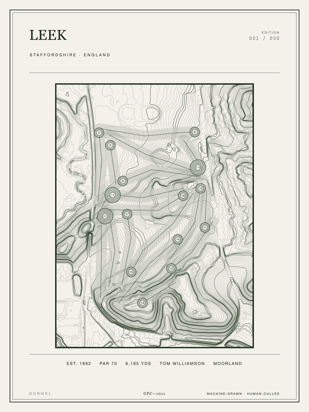 Leek Golf Course Print | Topographic Map Wall Art