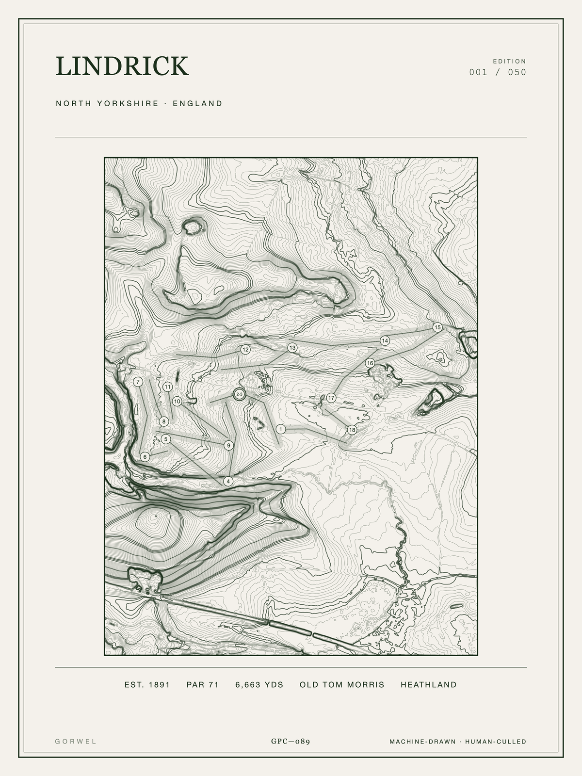 Lindrick Golf Course Print | Topographic Map Wall Art