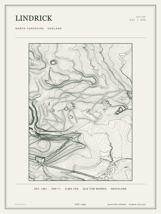 Lindrick Golf Course Print | Topographic Map Wall Art