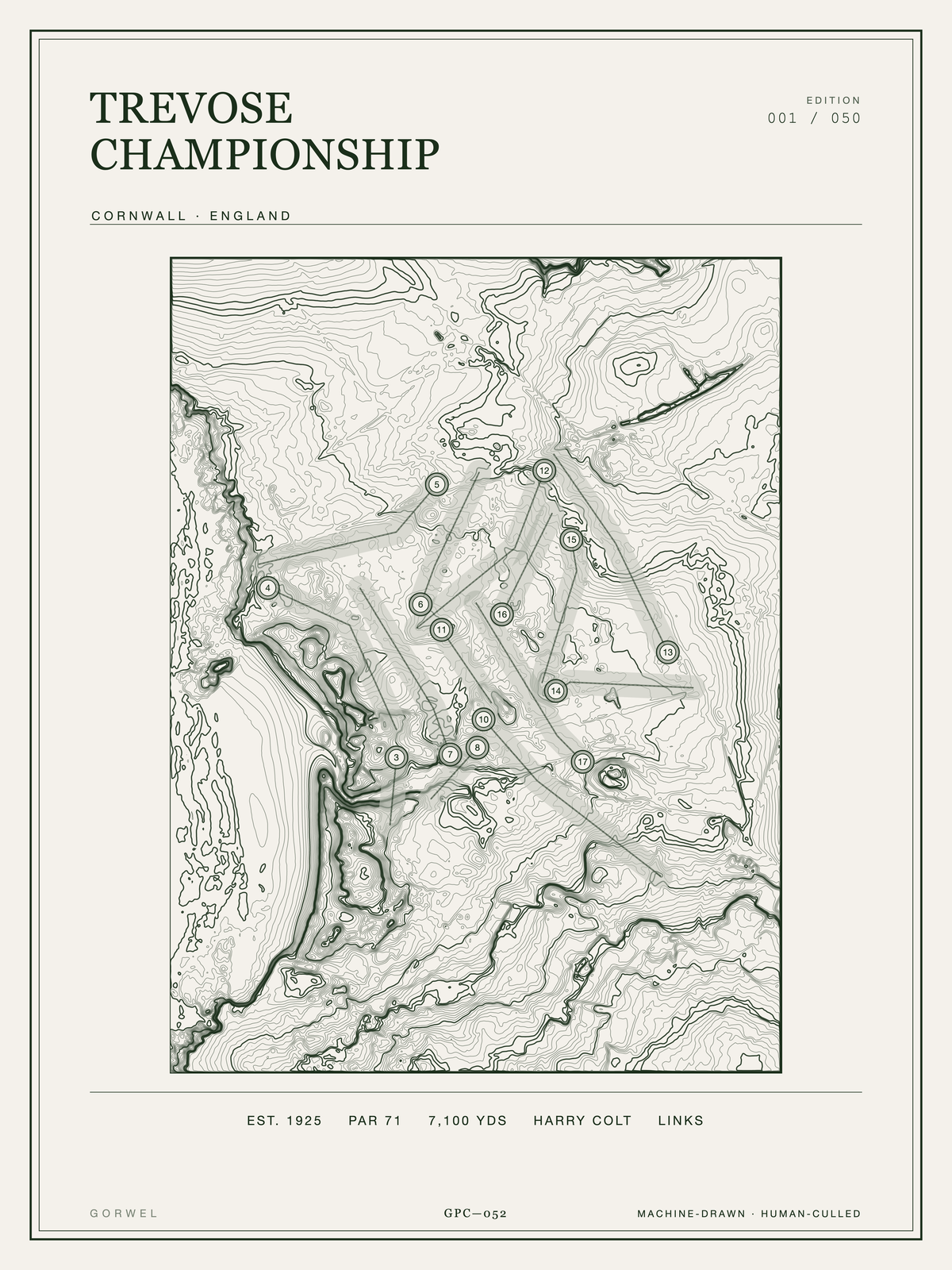 Trevose Championship Golf Course Print | Topographic Map Wall Art