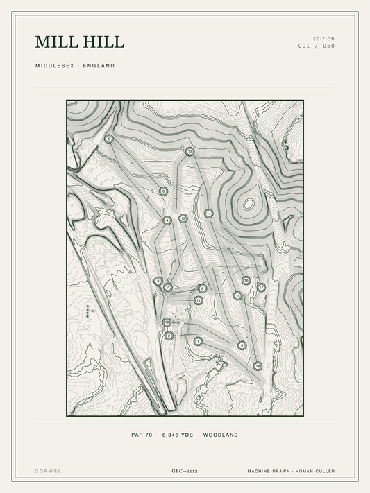 Mill Hill Golf Course Print | Topographic Map Wall Art