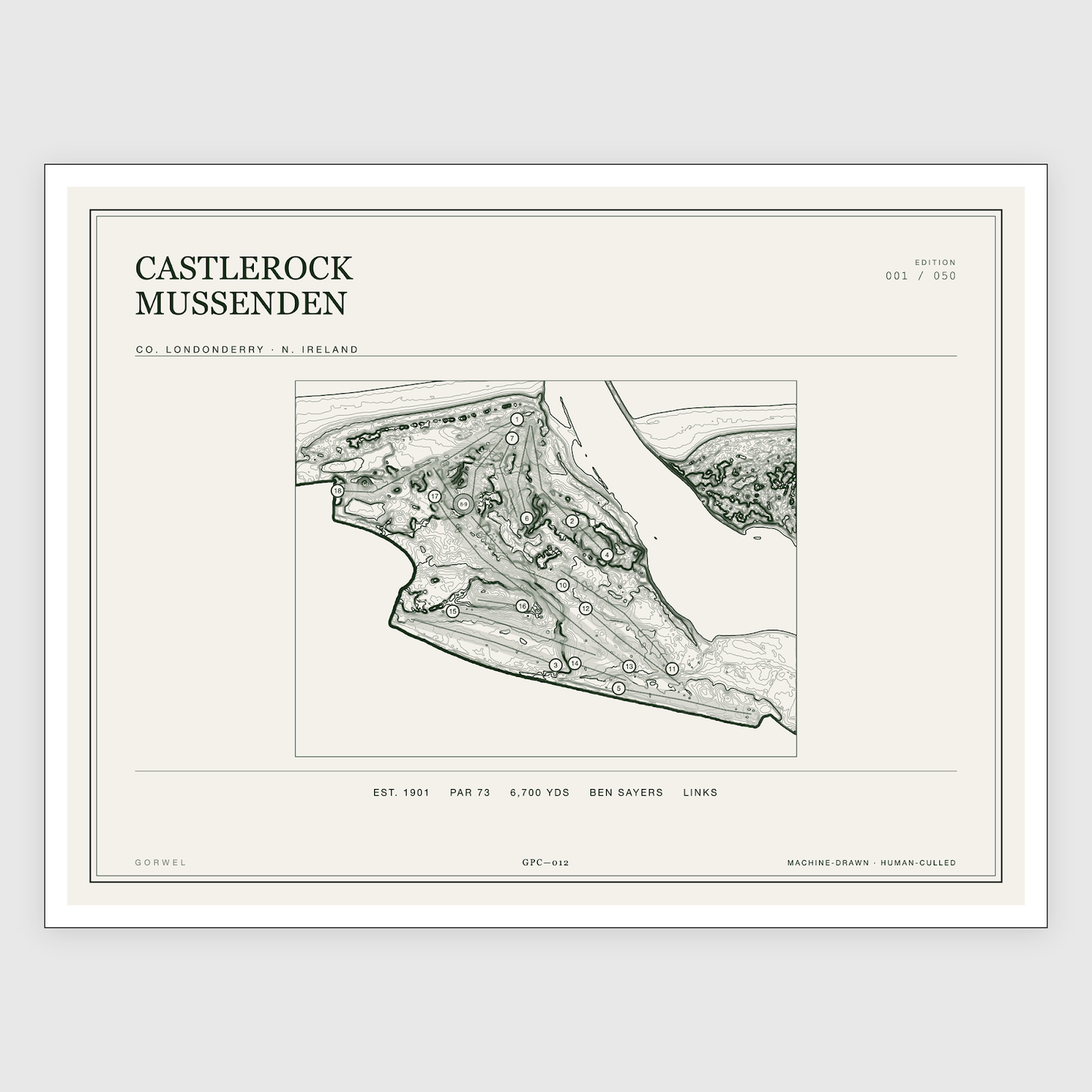 Castlerock Mussenden Golf Course Print | Topographic Map Wall Art