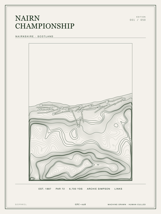 Nairn Championship Golf Course Print | Topographic Map Wall Art